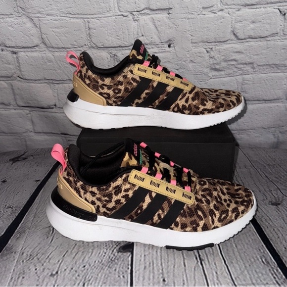 adidas Shoes - Adidas Leopard Print Cloudform Racer Running Sneakers Sz 6-youth or 8-women